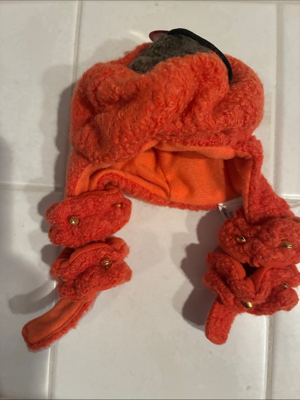Dog Orange Flower Knit Earflap Hat